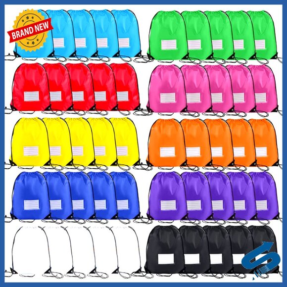 50 Pack Drawstring Backpacks, 16.5x13.3 Inch Gym Travel Bags, Polyester main image 5